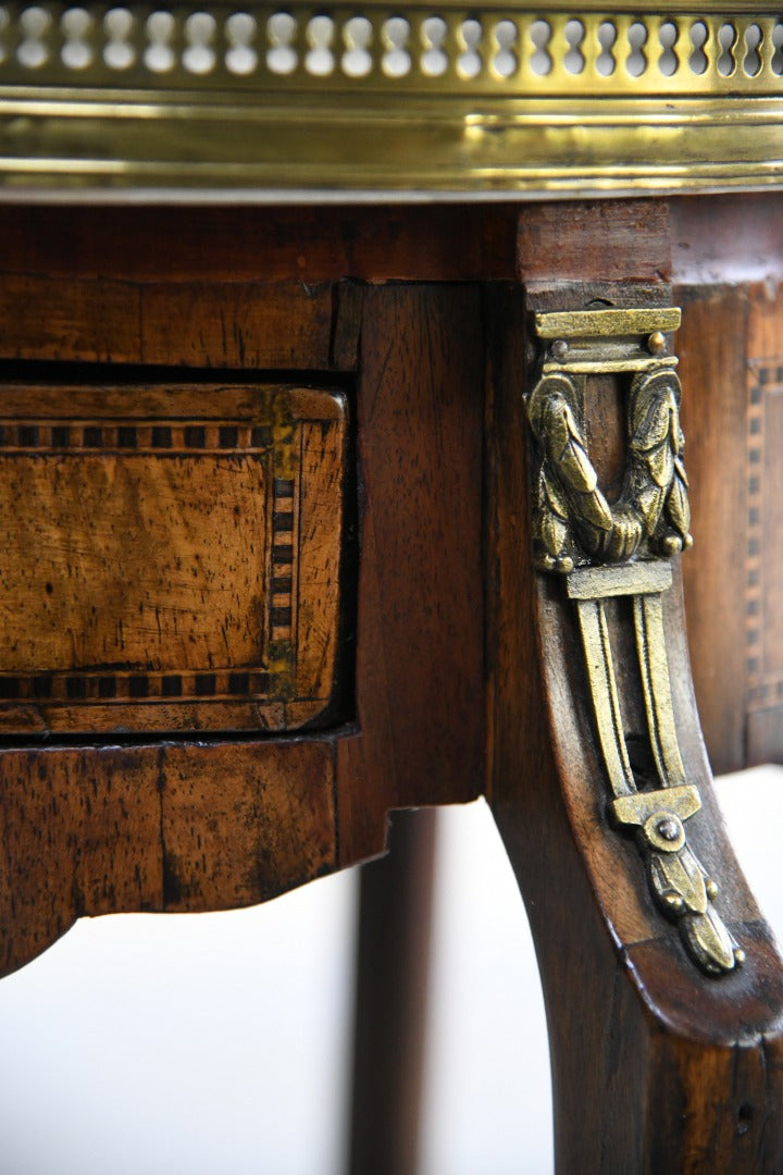 French Marble & Walnut Side Table