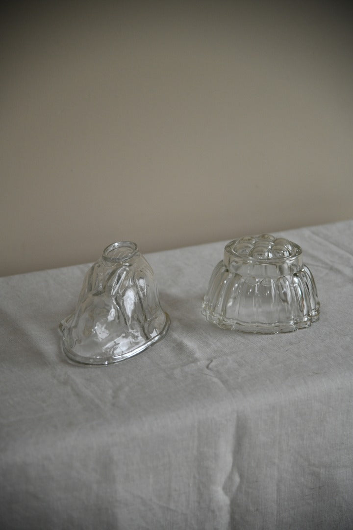 Pair Vintage Glass Jelly Moulds