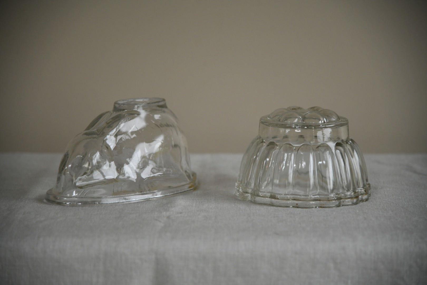 Pair Vintage Glass Jelly Moulds