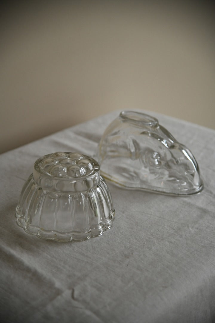 Pair Vintage Glass Jelly Moulds