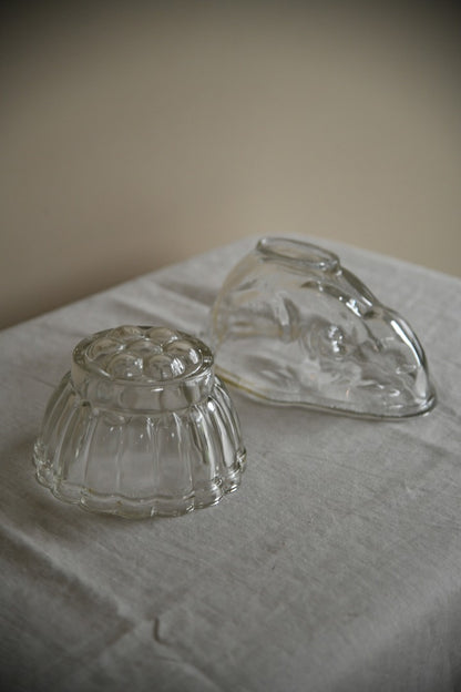 Pair Vintage Glass Jelly Moulds