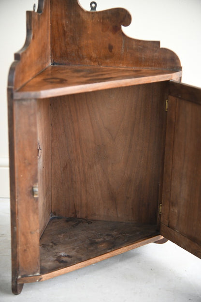 Carved Walnut Corner Wall Cupboard