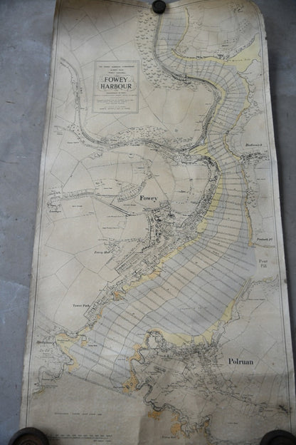 Vintage Fowey Town Map & Sea Chart