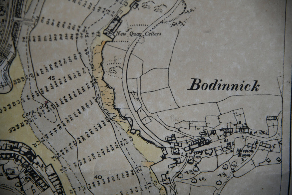 Vintage Fowey Town Map & Sea Chart