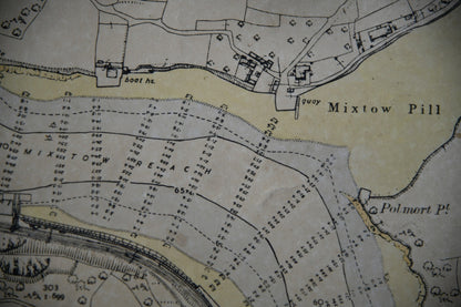 Vintage Fowey Town Map & Sea Chart