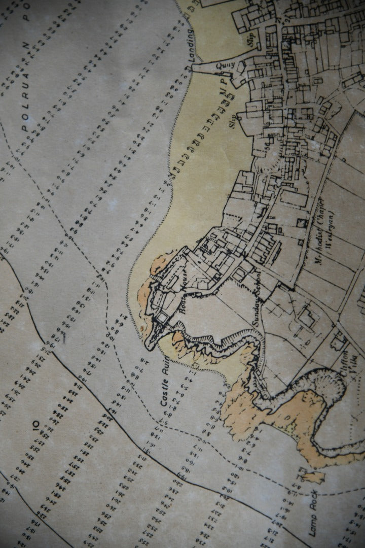 Vintage Fowey Town Map & Sea Chart