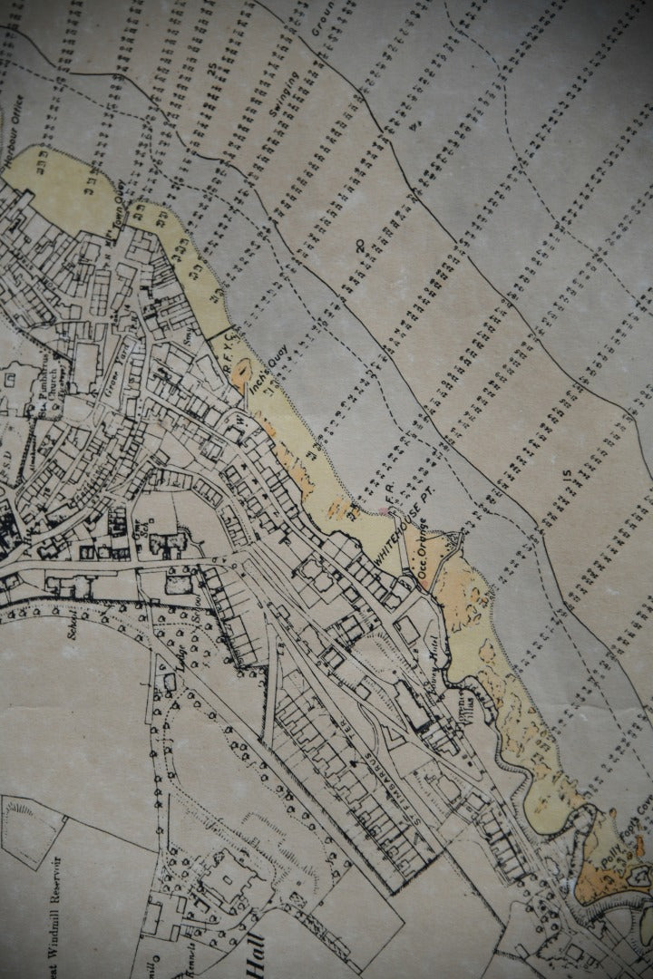 Vintage Fowey Town Map & Sea Chart