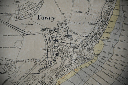 Vintage Fowey Town Map & Sea Chart