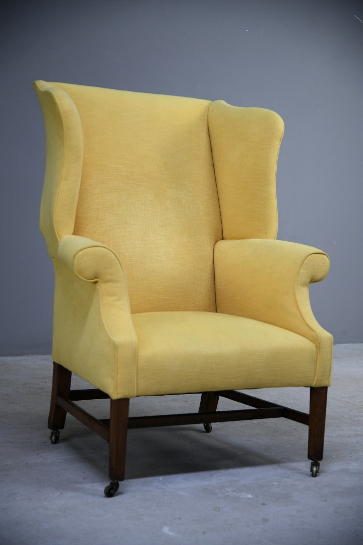 Georgian Style Yellow Wing Back Chair