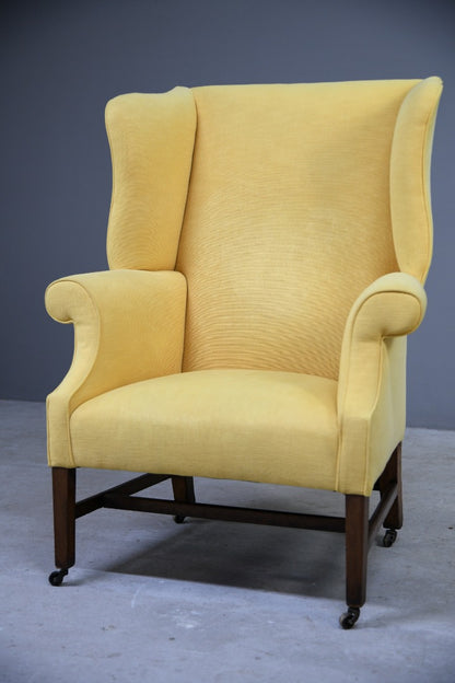 Georgian Style Yellow Wing Back Chair