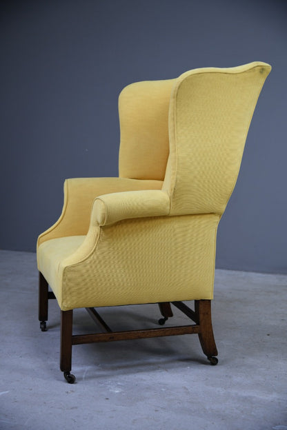 Georgian Style Yellow Wing Back Chair