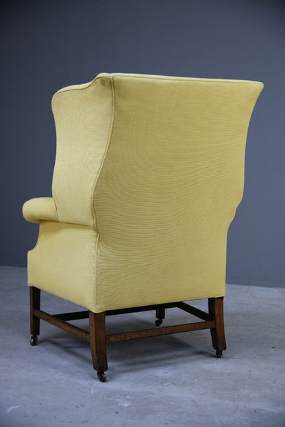 Georgian Style Yellow Wing Back Chair