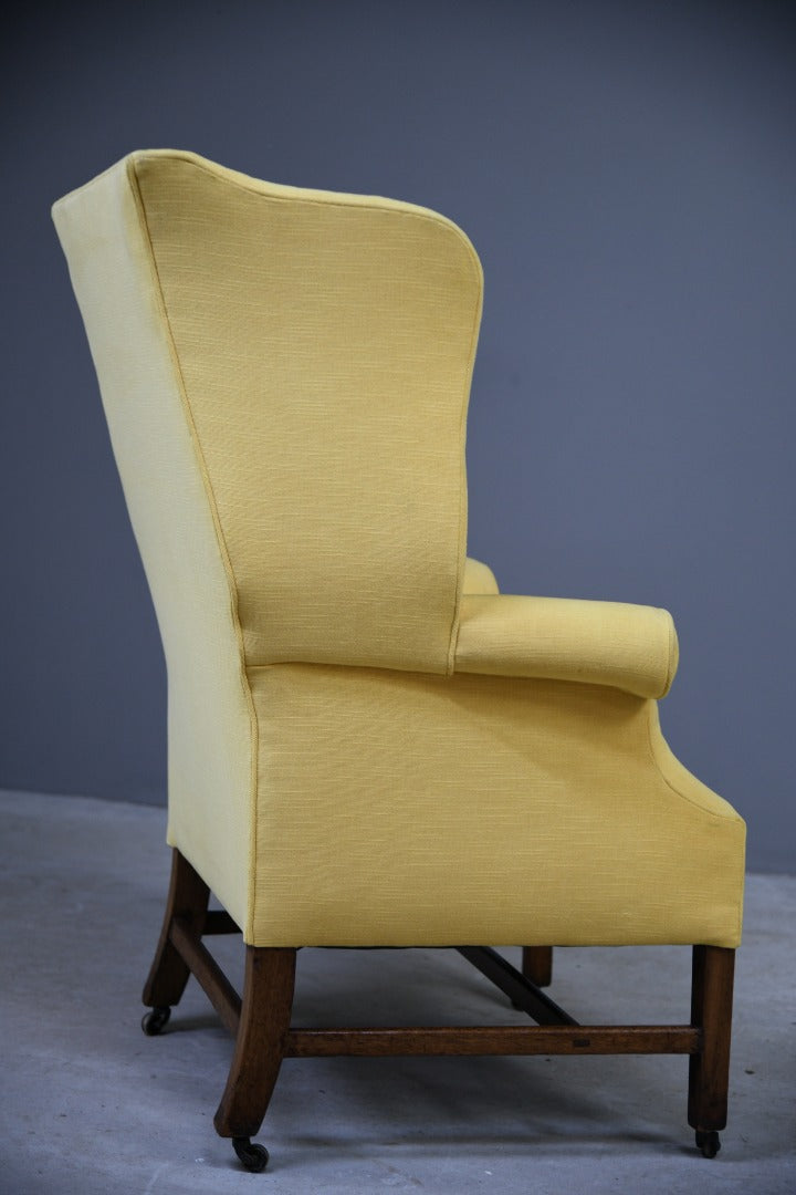 Georgian Style Yellow Wing Back Chair