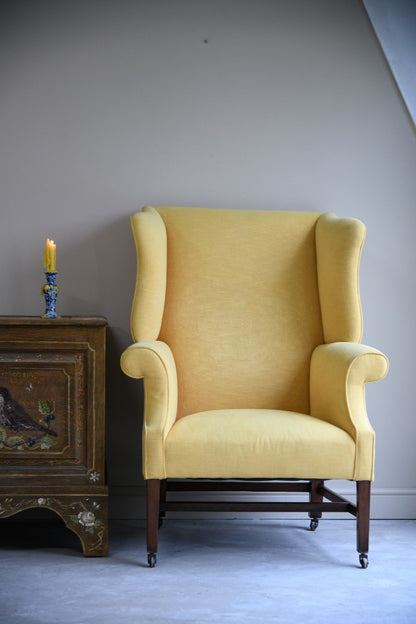 Georgian Style Yellow Wing Back Chair