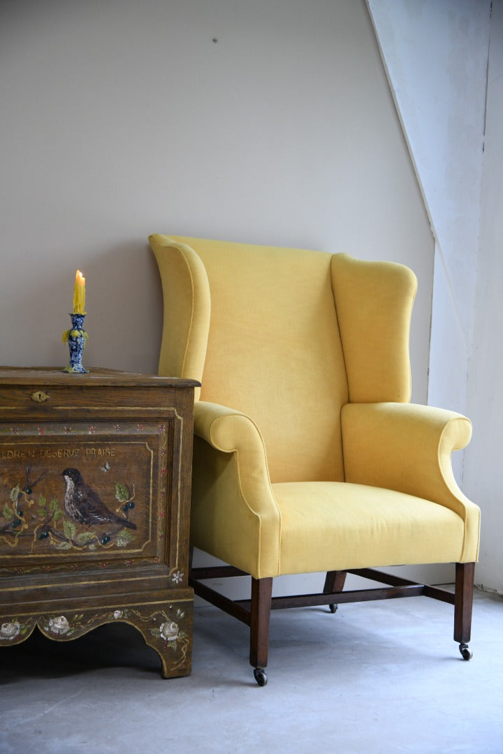 Georgian Style Yellow Wing Back Chair