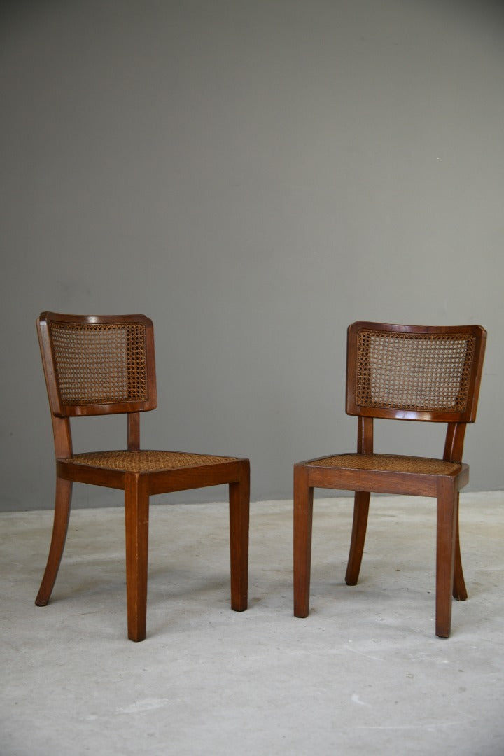 Pair of  Colonial Style Teak & Cane Occasional Chairs