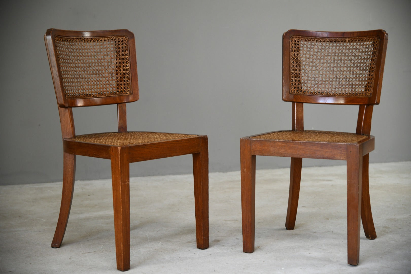 Pair of  Colonial Style Teak & Cane Occasional Chairs