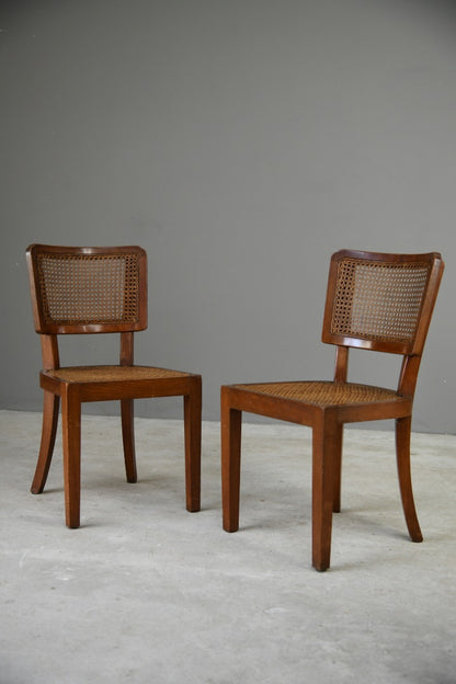 Pair of  Colonial Style Teak & Cane Occasional Chairs