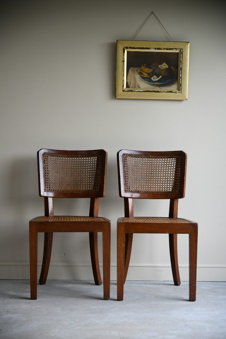 Pair of  Colonial Style Teak & Cane Occasional Chairs