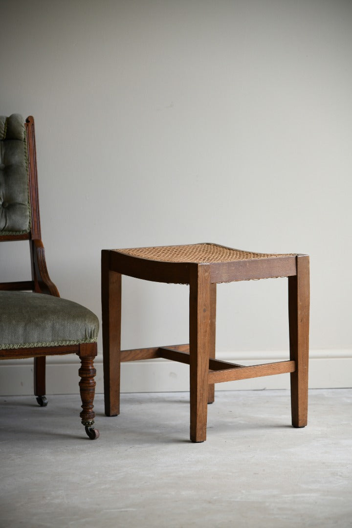 Vintage Oak Cane Stool