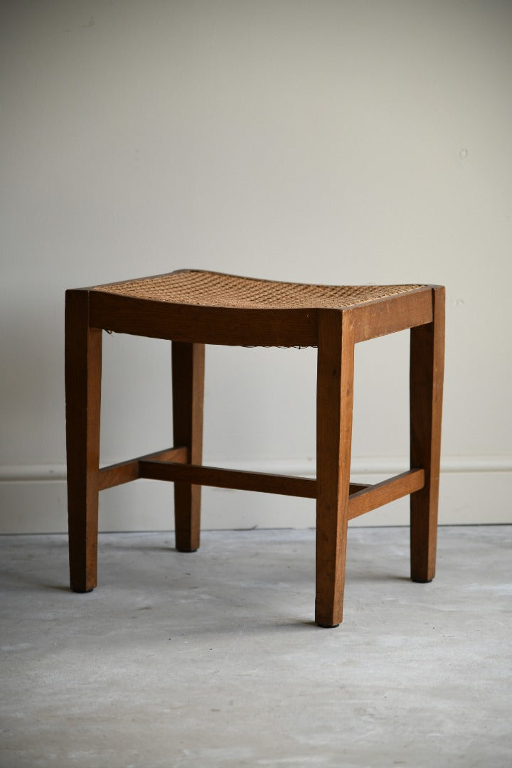 Vintage Oak Cane Stool