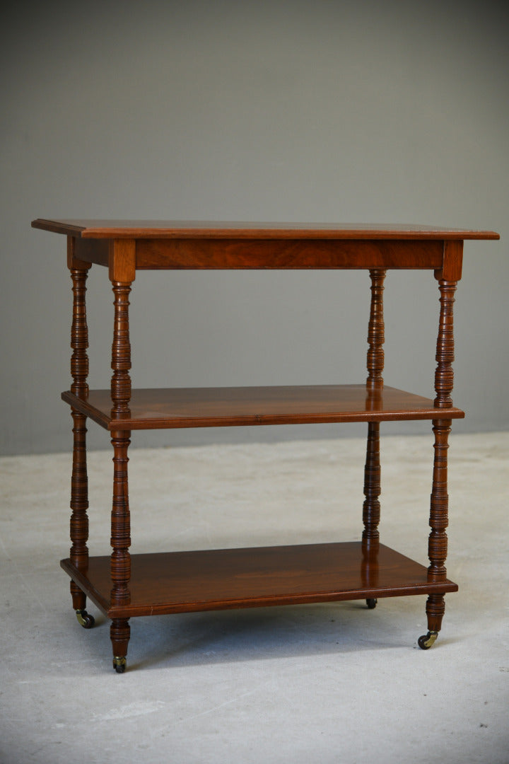 Edwardian Walnut Three Tier Trolley