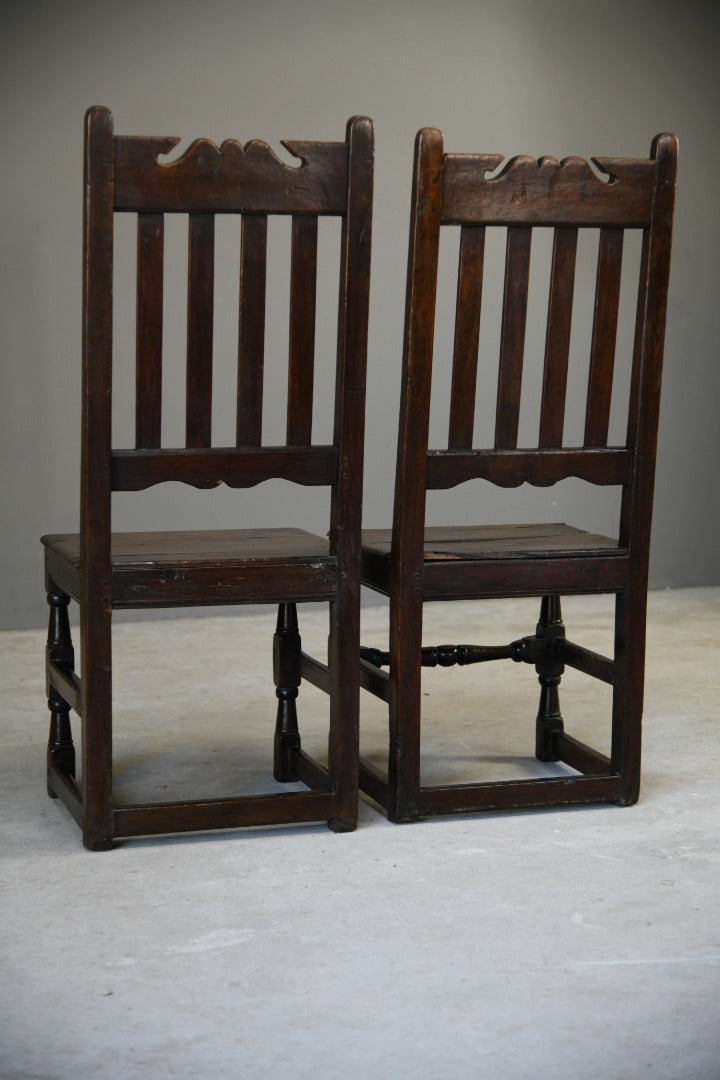 Pair Antique Oak Hall Chairs