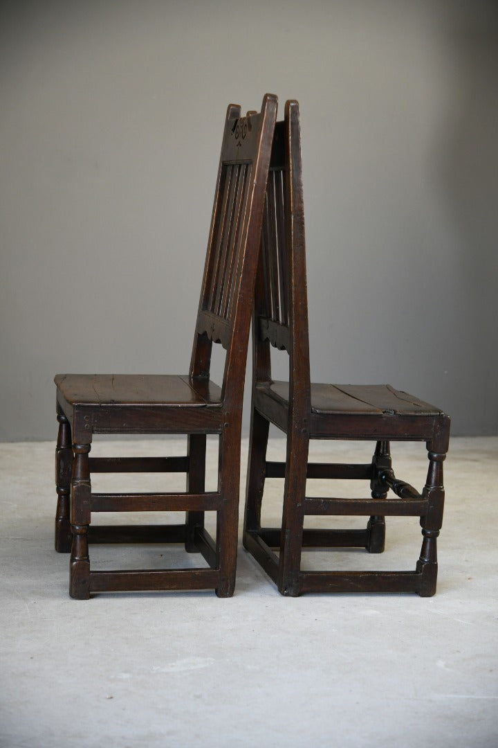 Pair Antique Oak Hall Chairs