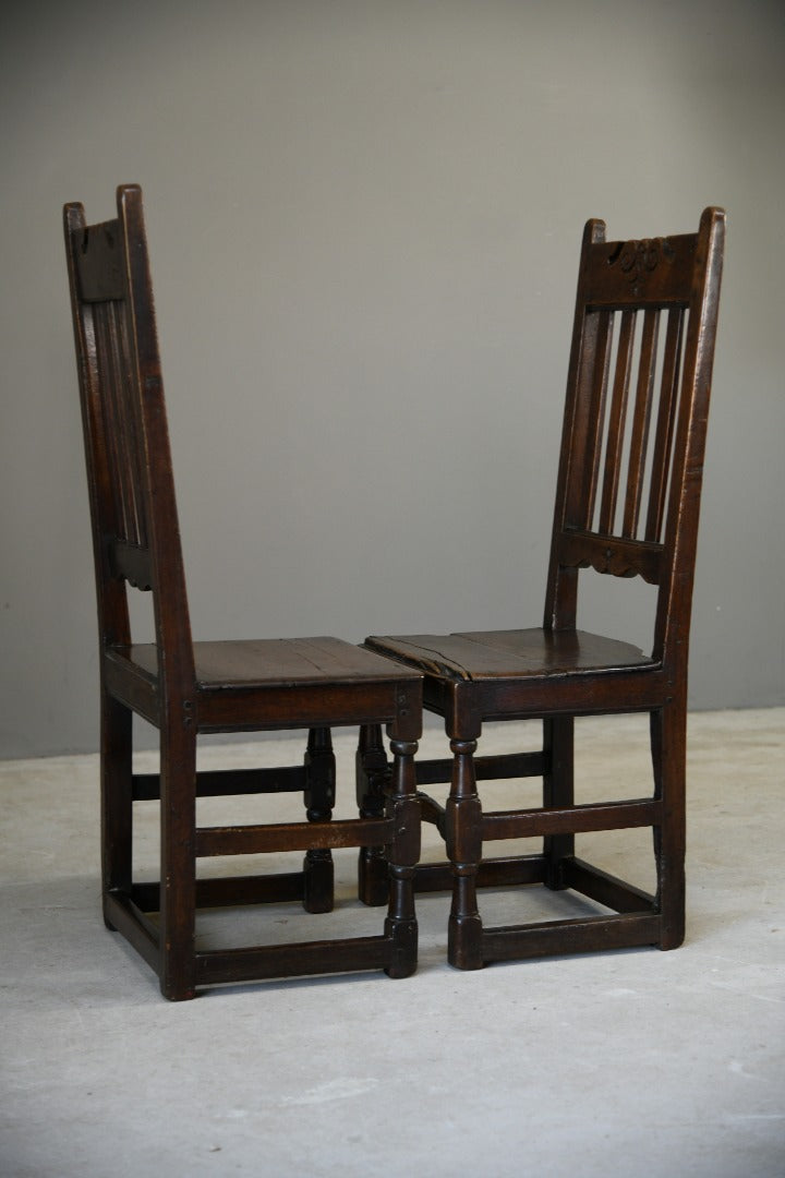 Pair Antique Oak Hall Chairs