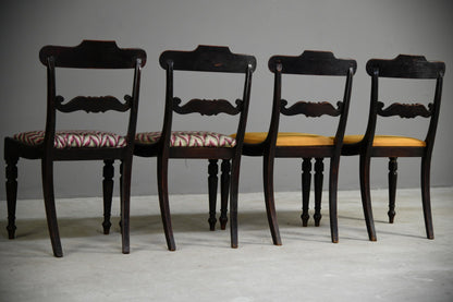 Set 4 Regency Brass Inlaid Dining Chairs