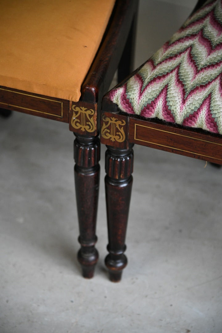 Set 4 Regency Brass Inlaid Dining Chairs