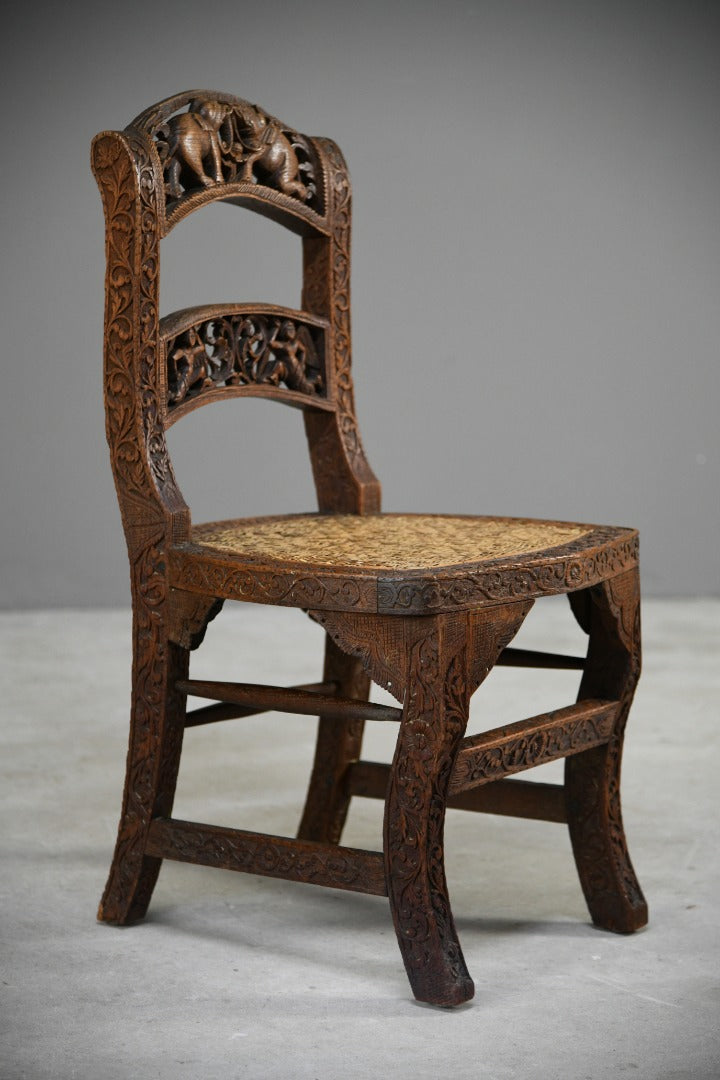 Anglo Indian Carved Occasional Chair