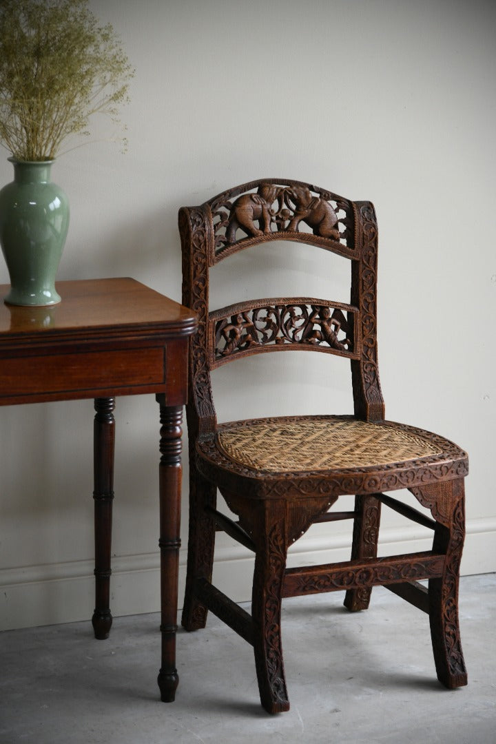 Anglo Indian Carved Occasional Chair