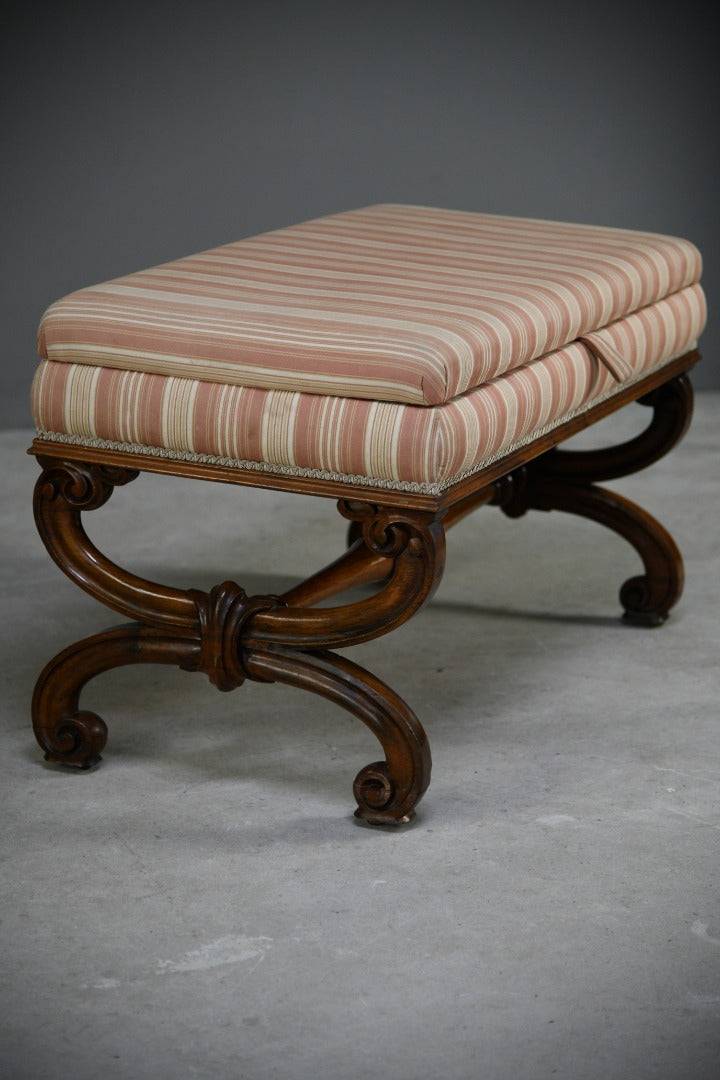 Large Victorian Walnut Upholstered Ottoman