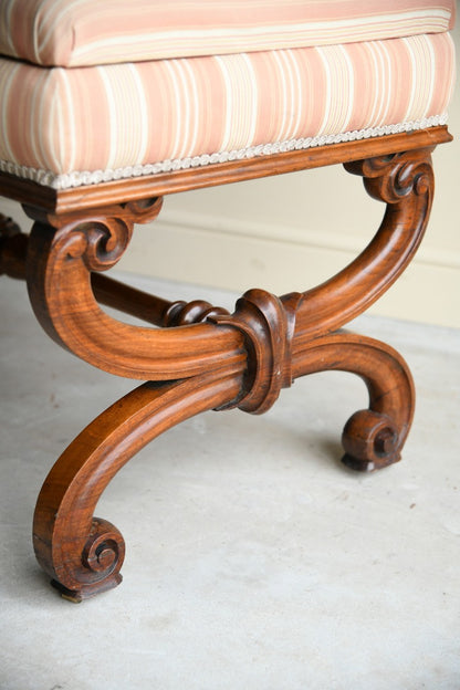 Large Victorian Walnut Upholstered Ottoman