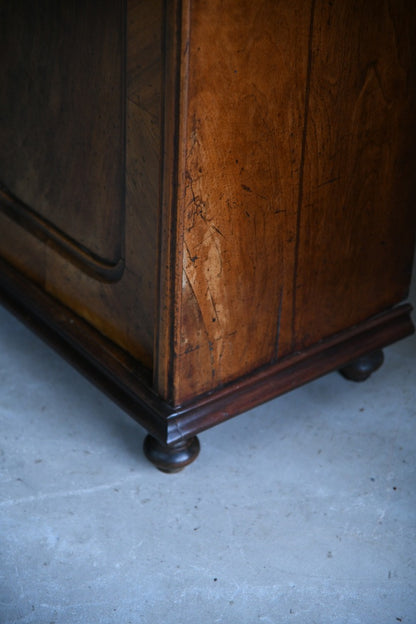 Pair Continental Marble Top Walnut Bedside Cabinets