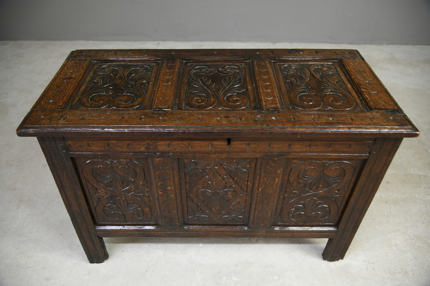 18th Century Carved Oak Coffer