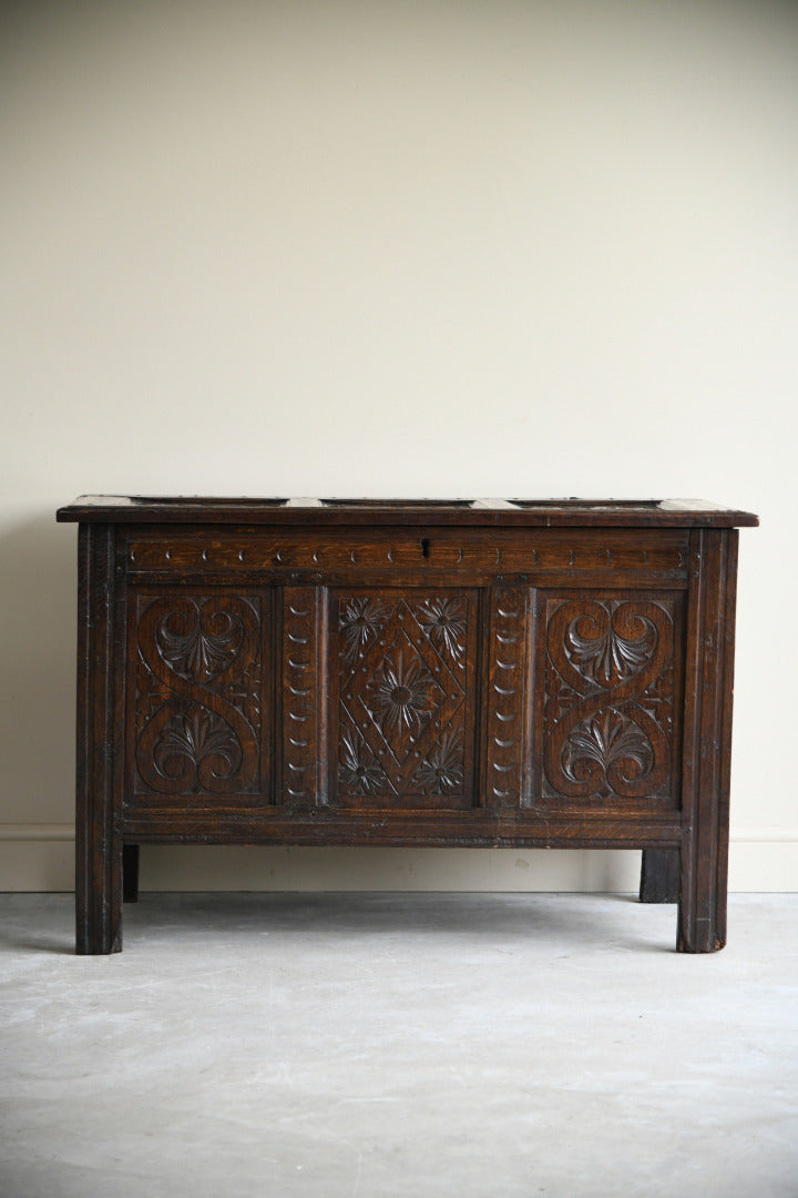 18th Century Carved Oak Coffer