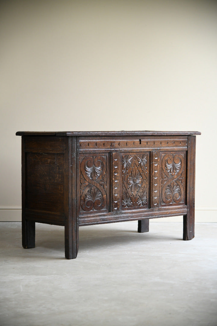 18th Century Carved Oak Coffer