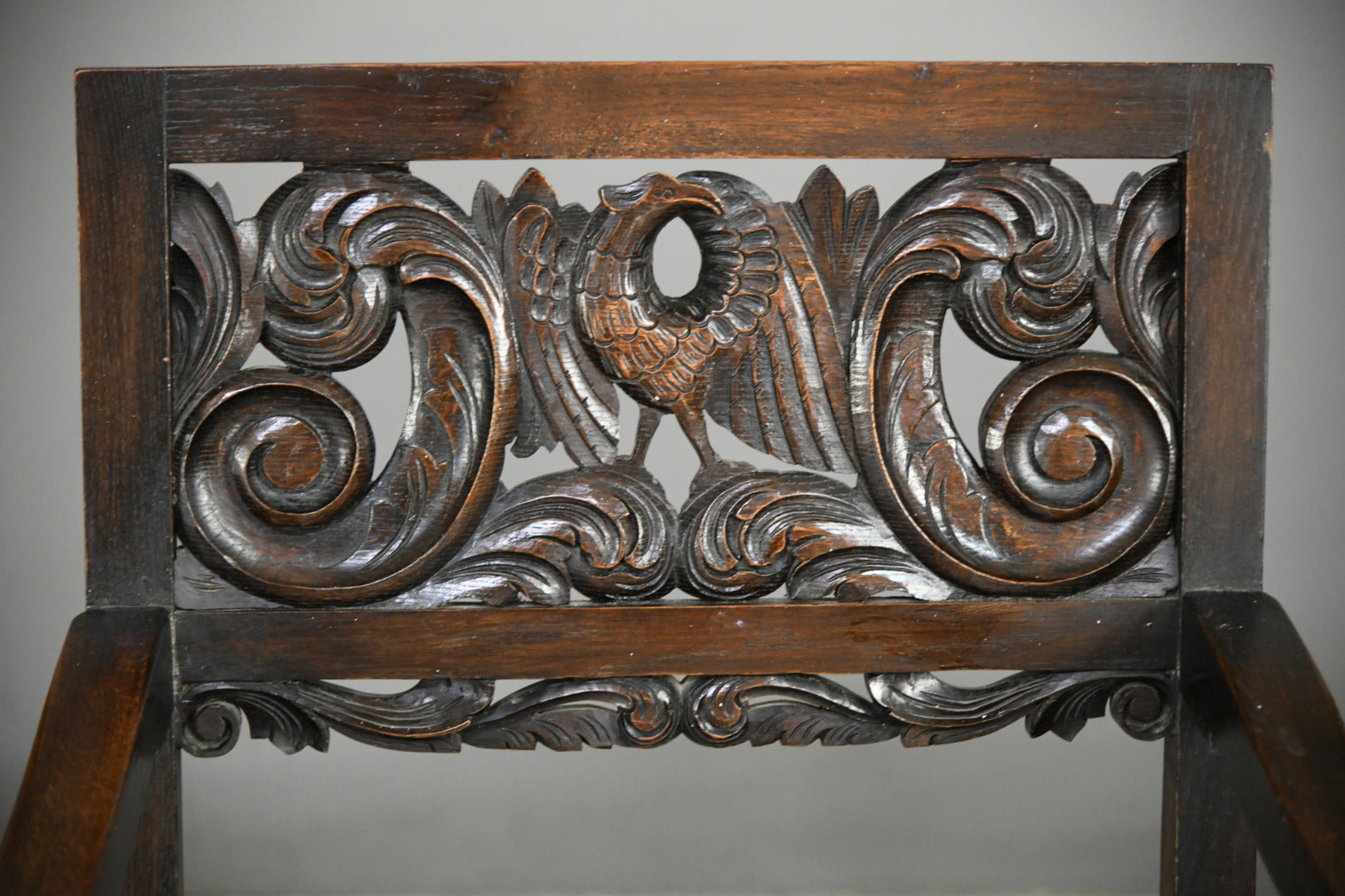 Set 6 Carved Oak Continental Dining Chairs