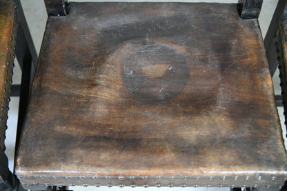 Set 6 Carved Oak Continental Dining Chairs