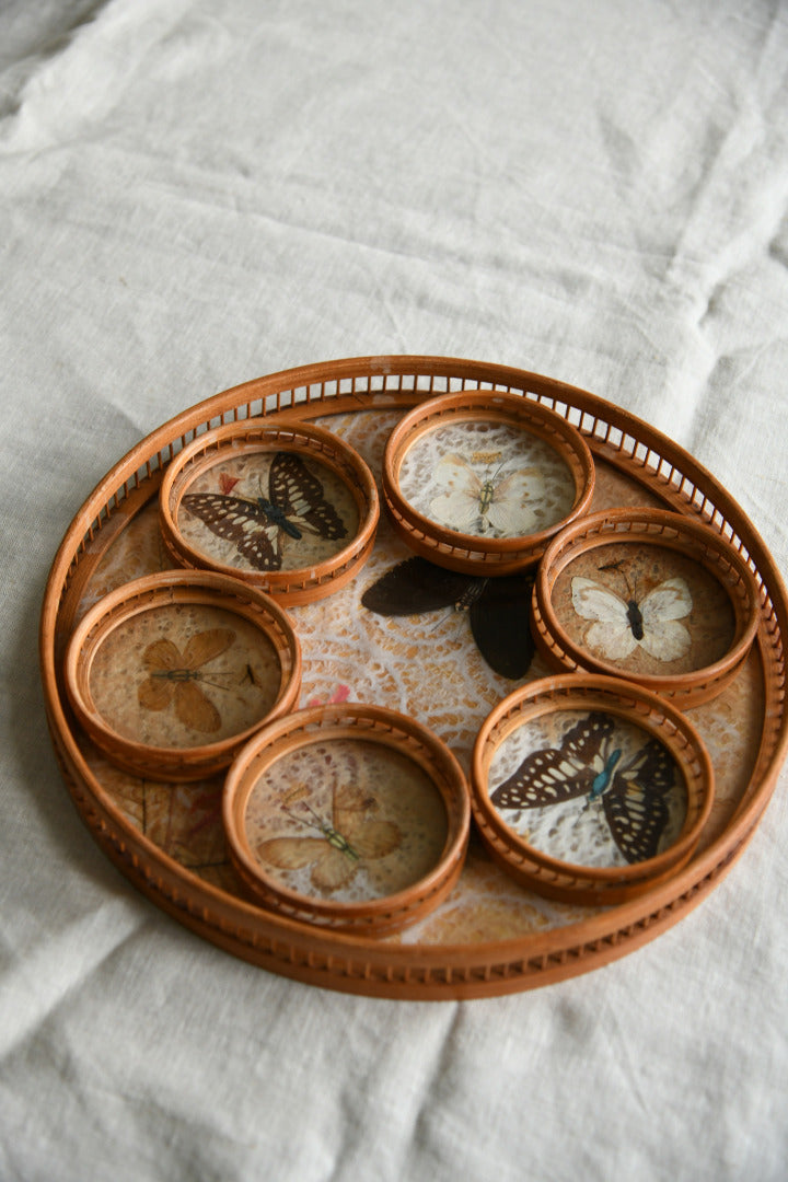 Vintage Butterfly Tray & Coasters