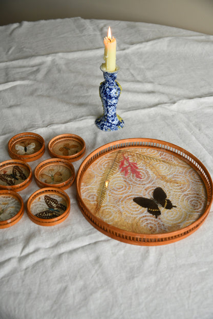 Vintage Butterfly Tray & Coasters