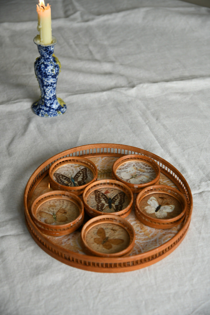 Vintage Butterfly Tray & Coasters