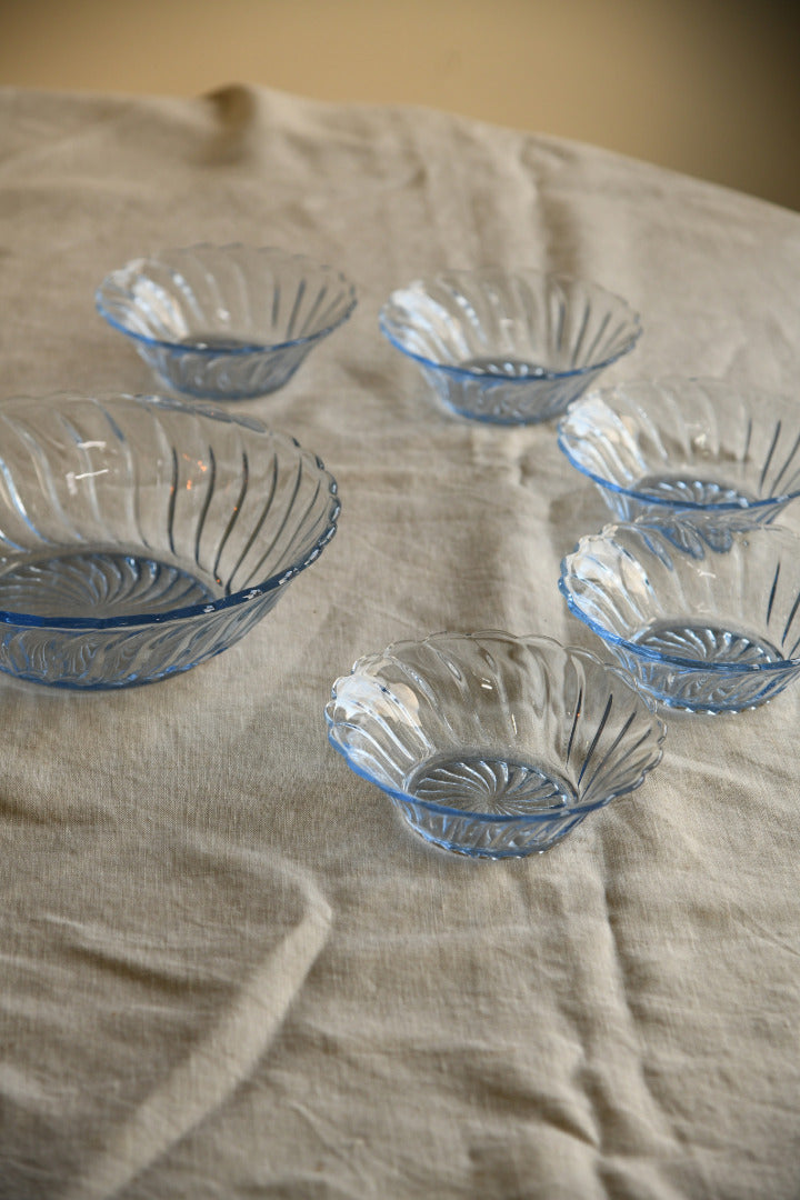 Vintage Blue Glass Dessert Set