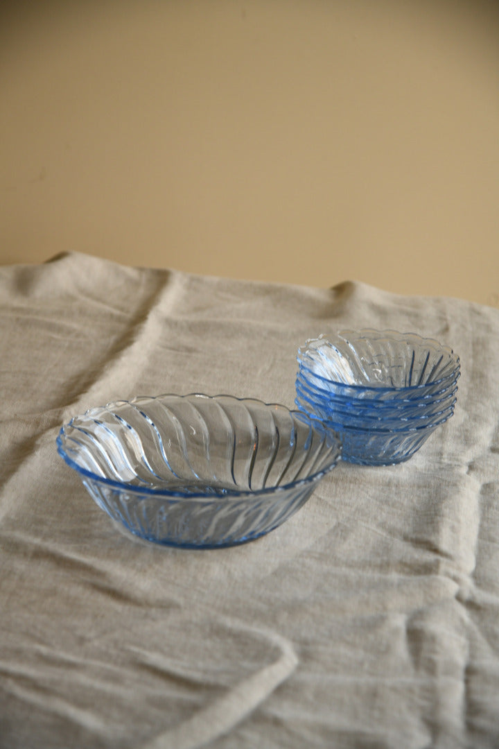 Vintage Blue Glass Dessert Set