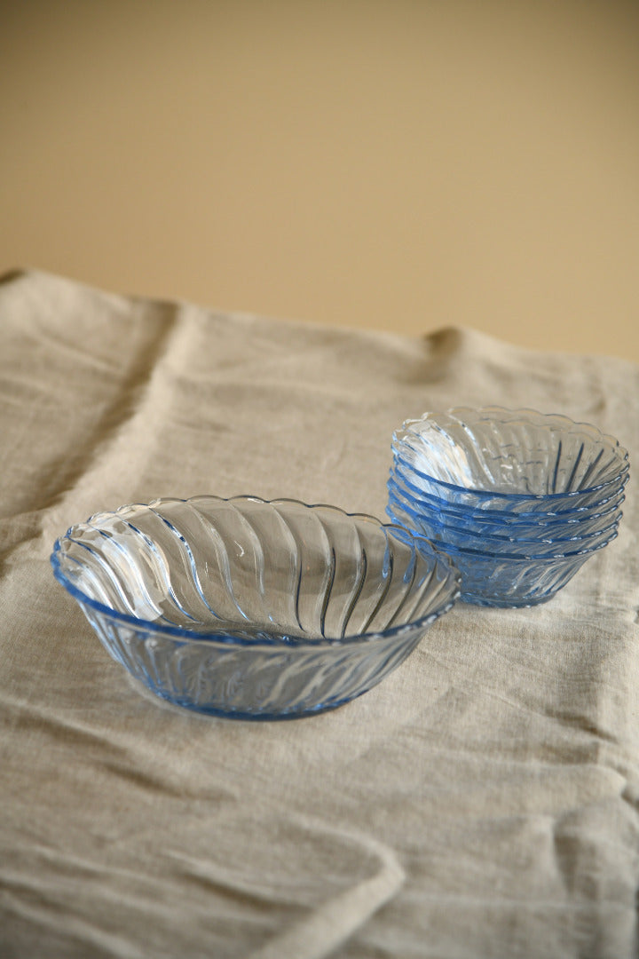 Vintage Blue Glass Dessert Set