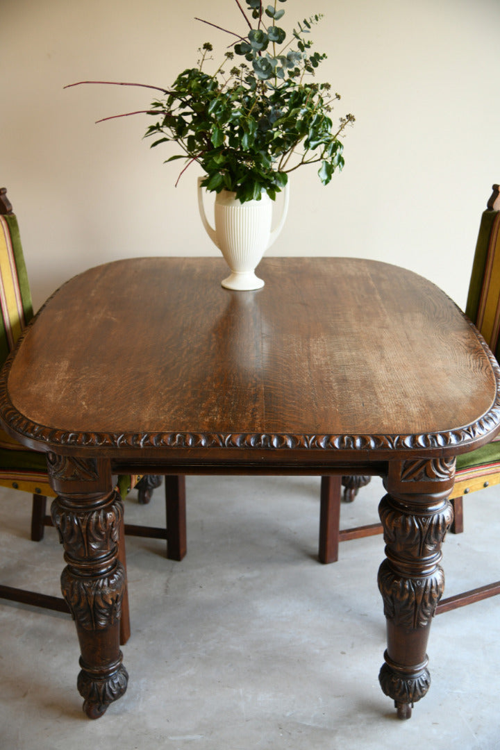 Victorian Carved Oak Dining Table