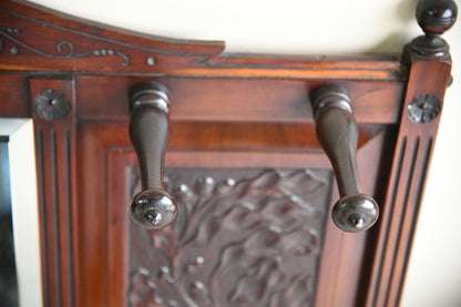 Victorian Walnut Wall Mirror & Coat Hooks