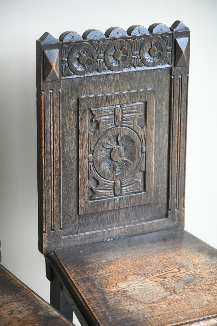 Set 4 Continental Carved Oak Chairs